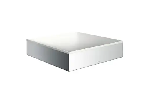 Weißer quadratischer Waschtisch mit glatter Oberfläche und abgerundeten Kanten, ohne Hahnloch und Überlauf. Produkt der Marke AXOR.